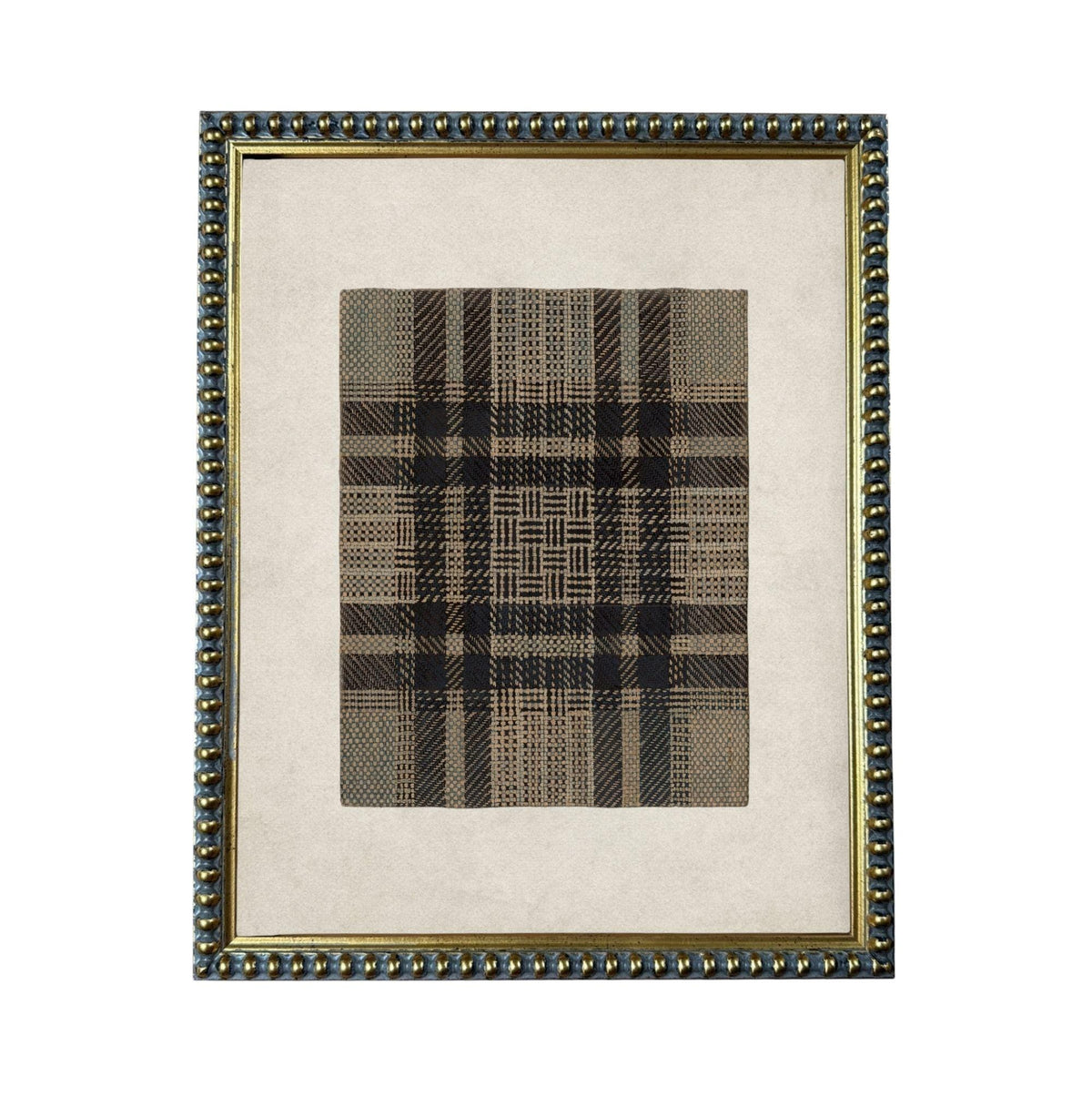 a square frame with a decorative border, containing a black and white checkered pattern.