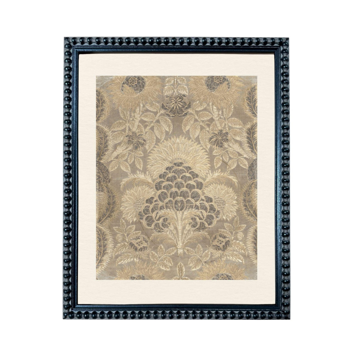 a framed picture with a floral pattern on the inside.