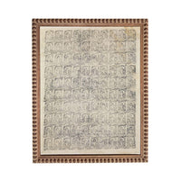 The image is a framed collage of various images, including a repeating pattern of faces and other abstract shapes.