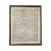 The image is a framed print with a repeating pattern of black and white images arranged in a grid-like fashion.
