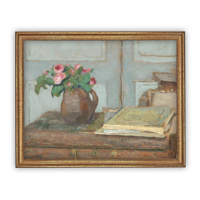 Vintage Framed Canvas Still Life Art #ST-614