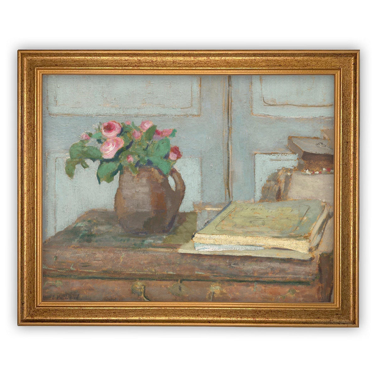 Vintage Framed Canvas Still Life Art #ST-614
