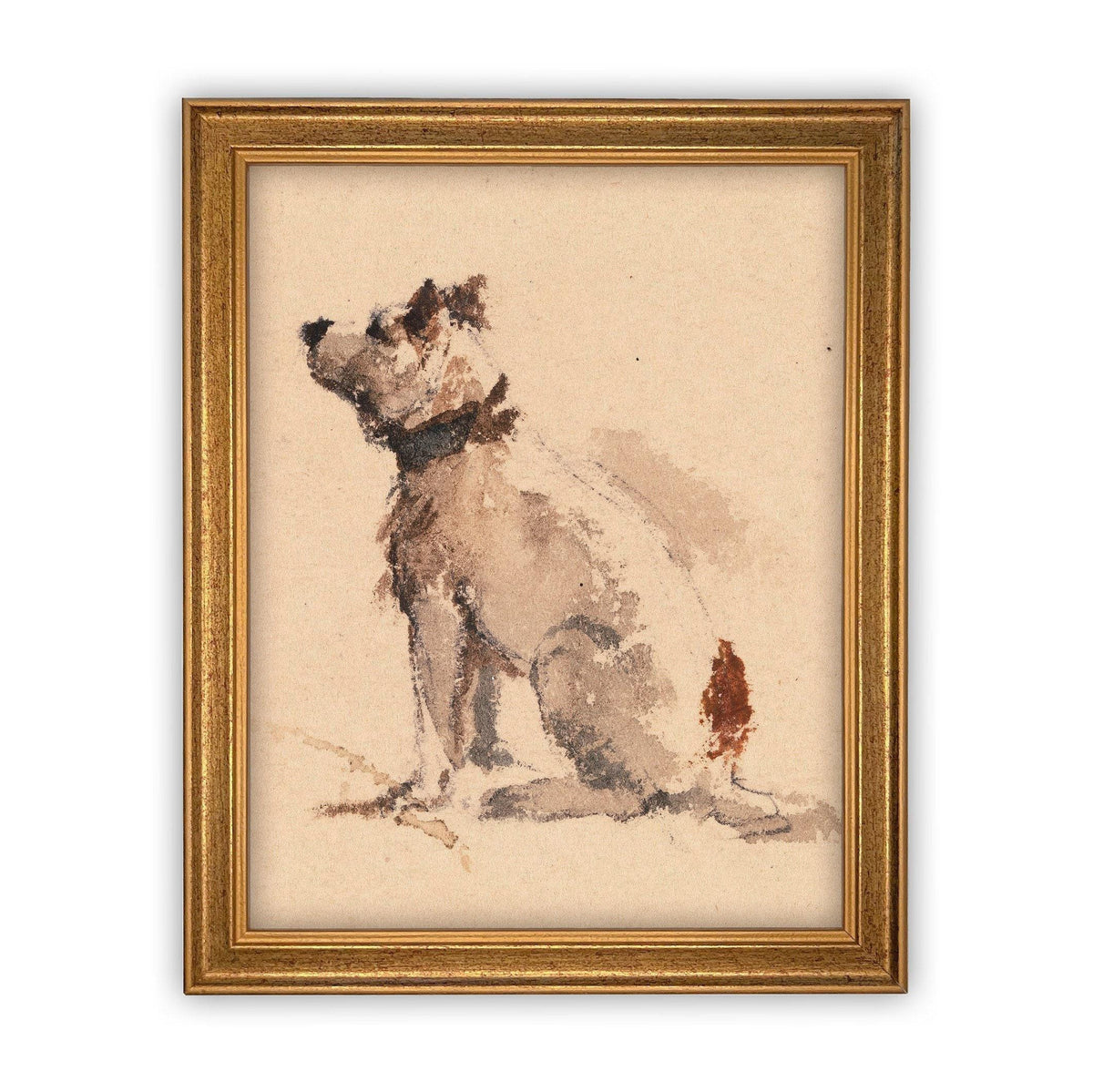 Vintage Framed Canvas Art Dog Art #A-109