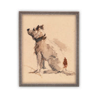 Vintage Framed Canvas Art Dog Art #A-109
