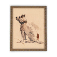 Vintage Framed Canvas Art Dog Art #A-109