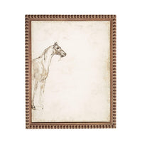 a horse in a brown frame.
