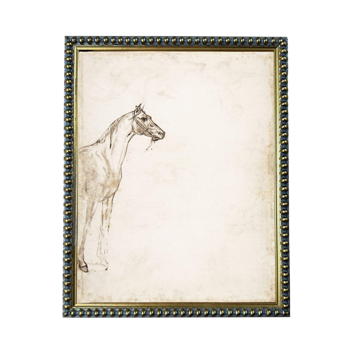 a horse in a black and white sketch.