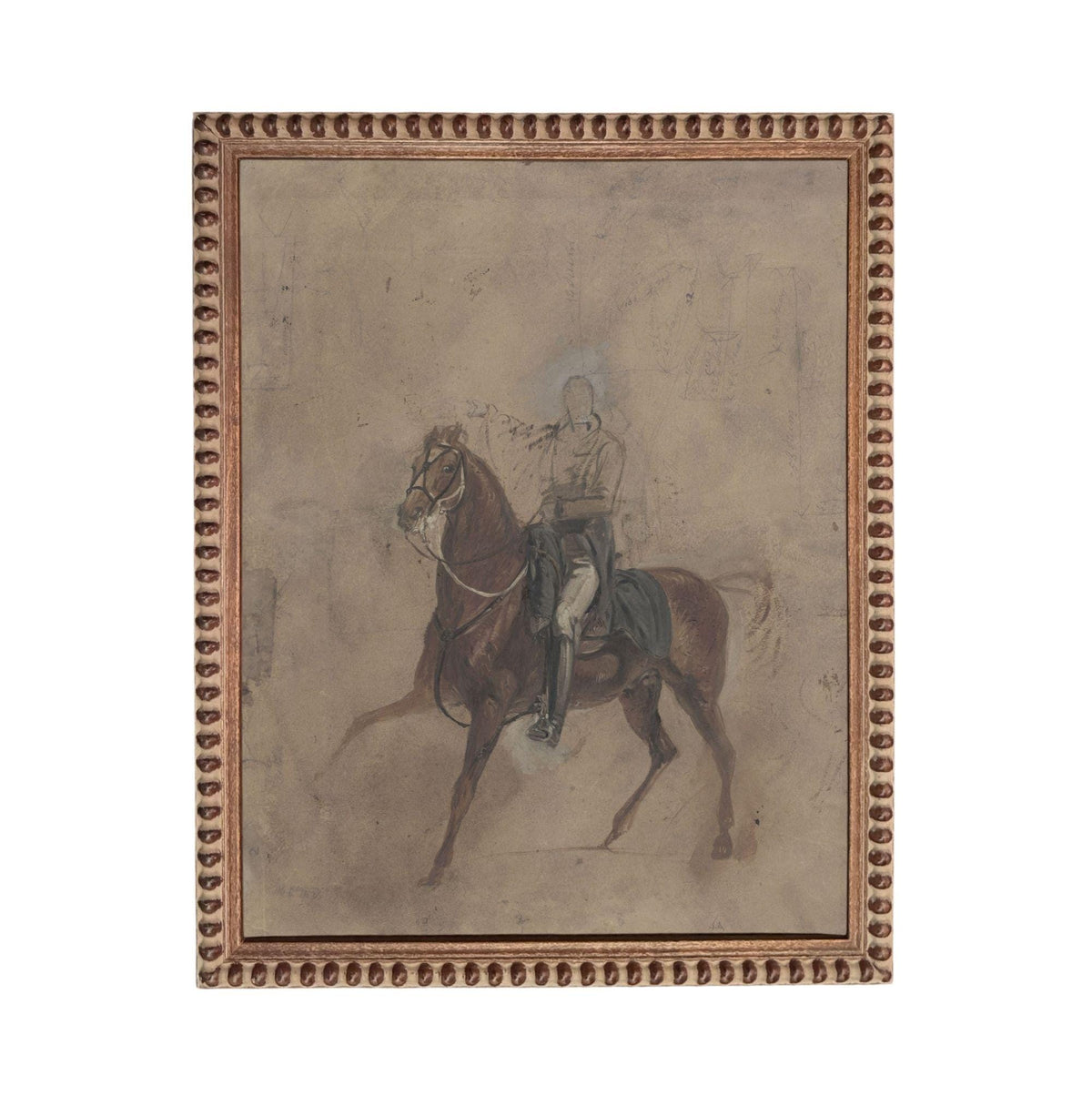 a man riding a horse.