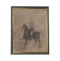 a man riding a horse, with the horse and rider in the center of the frame.