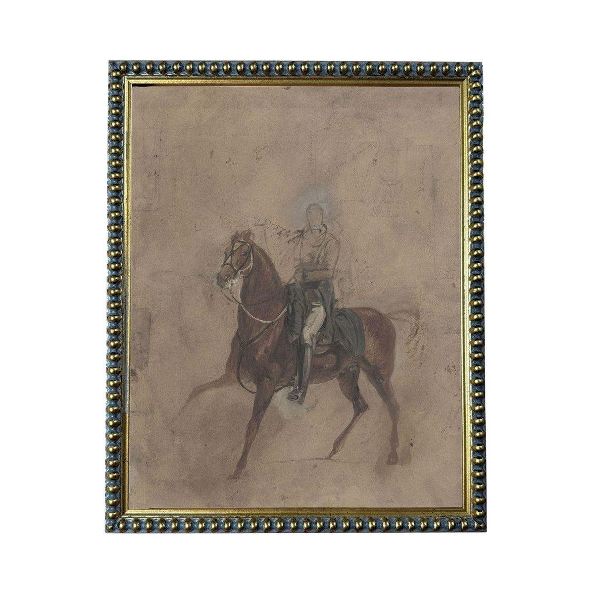 a man riding a horse, with the horse and rider in the center of the frame.