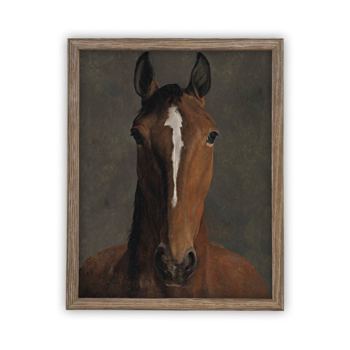 Vintage Framed Canvas Horse Art #A-154