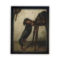 Vintage Framed Canvas Dog Art #A-160