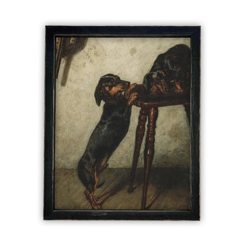 Vintage Framed Canvas Dog Art #A-160