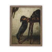 Vintage Framed Canvas Dog Art #A-160