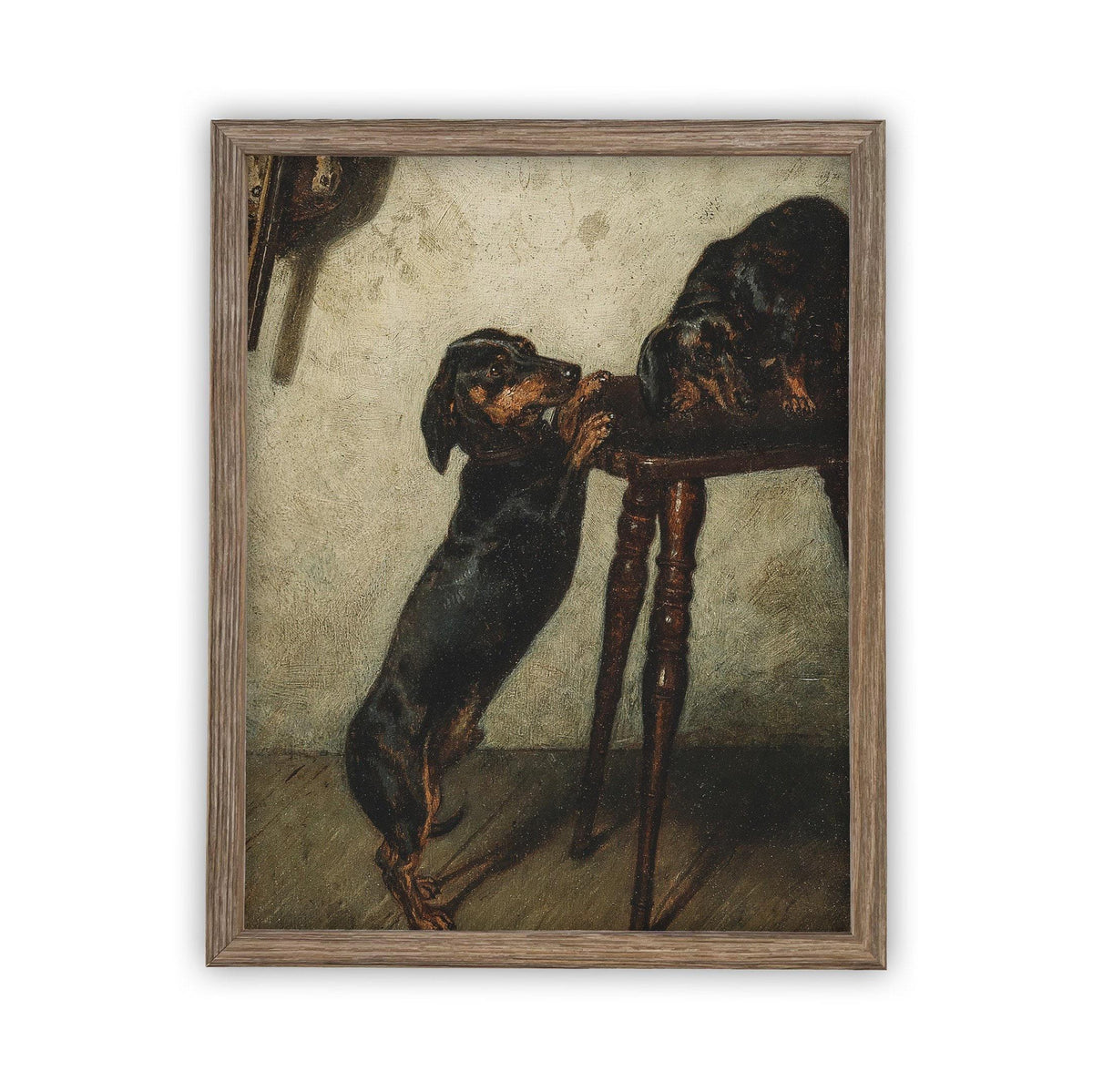 Vintage Framed Canvas Dog Art #A-160
