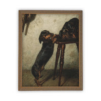 Vintage Framed Canvas Dog Art #A-160