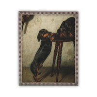 Vintage Framed Canvas Dog Art #A-160