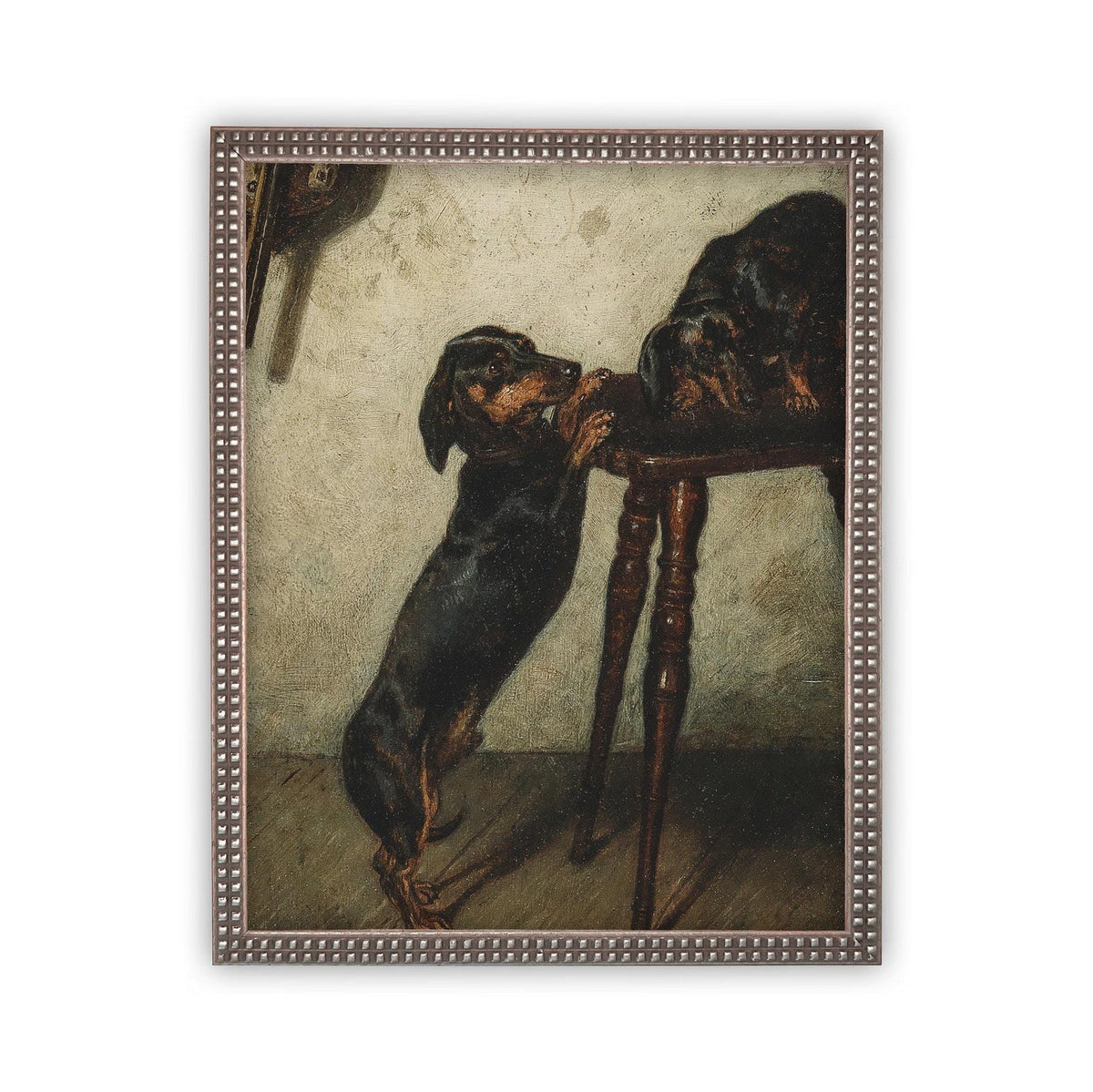 Vintage Framed Canvas Dog Art #A-160