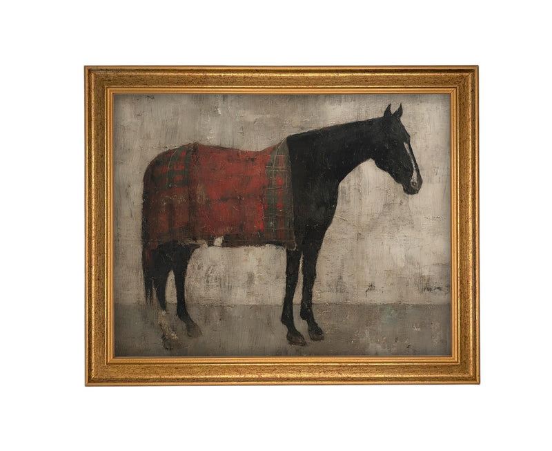 Vintage Framed Horse Canvas Art Print #A-205