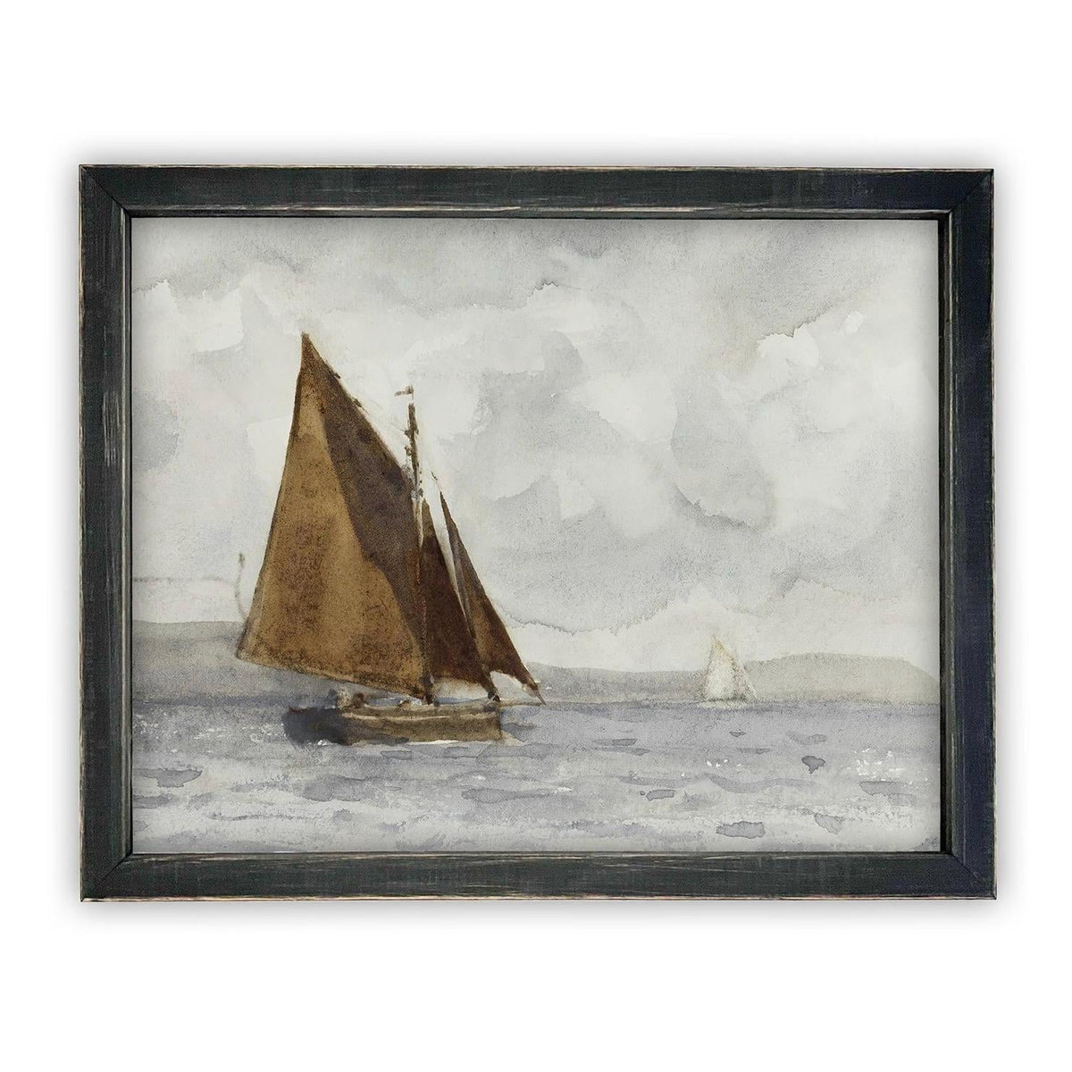READY to SHIP 18X24 Framed Vintage Nautical Canvas Print: Sailboat Art, Beach House Decor
