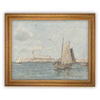 READY to SHIP 12X16 Framed Vintage Sailboat Canvas Art: Nautical Beach House Print