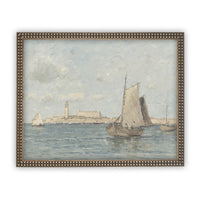 READY to SHIP 12X16 Framed Vintage Sailboat Canvas Art: Nautical Beach House Print
