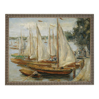 READY to SHIP 18X24 Vintage Sailboats Painting: Framed Canvas Print, Beach House Art #COAS-204