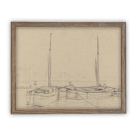 Vintage Framed Canvas Boating Art #LAN-188