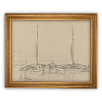 Vintage Framed Canvas Boating Art #LAN-188
