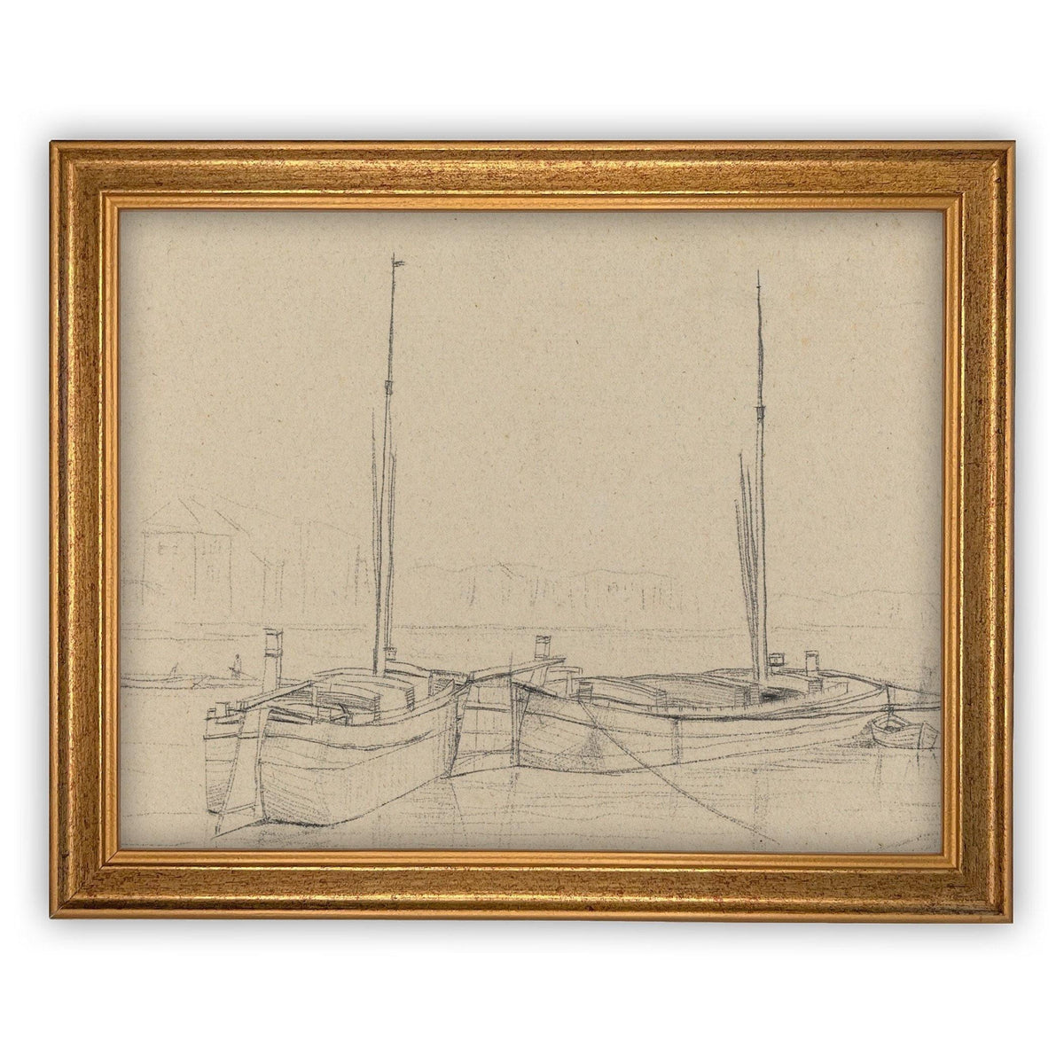 Vintage Framed Canvas Boating Art #LAN-188