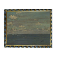 The image is a painting of a cloudy sky over a body of water, possibly the ocean.