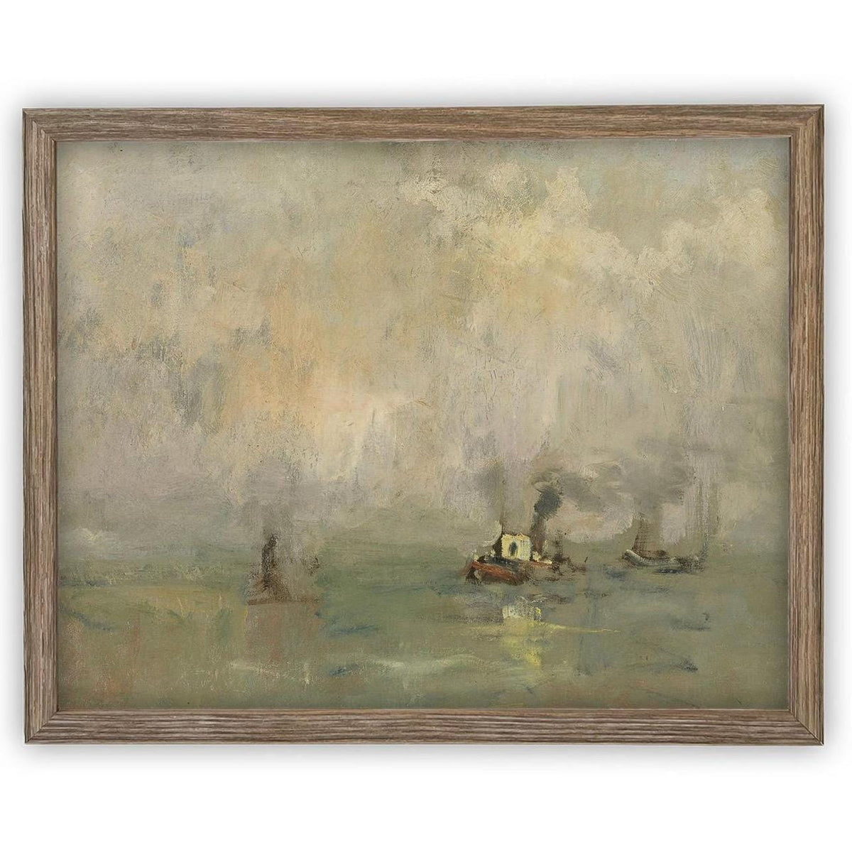 READY to SHIP 11X14 Framed Coastal Canvas Print: Vintage Beach House Art