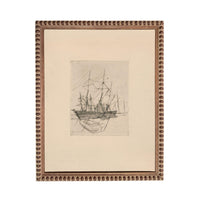 The image is a framed print depicting a ship sailing on the water.
