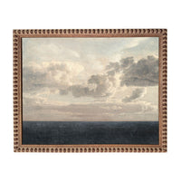 The image is a painting of a cloudy sky over a body of water, likely the ocean.