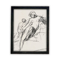 Vintage Framed Canvas Art Portrait Sketch /#P-512