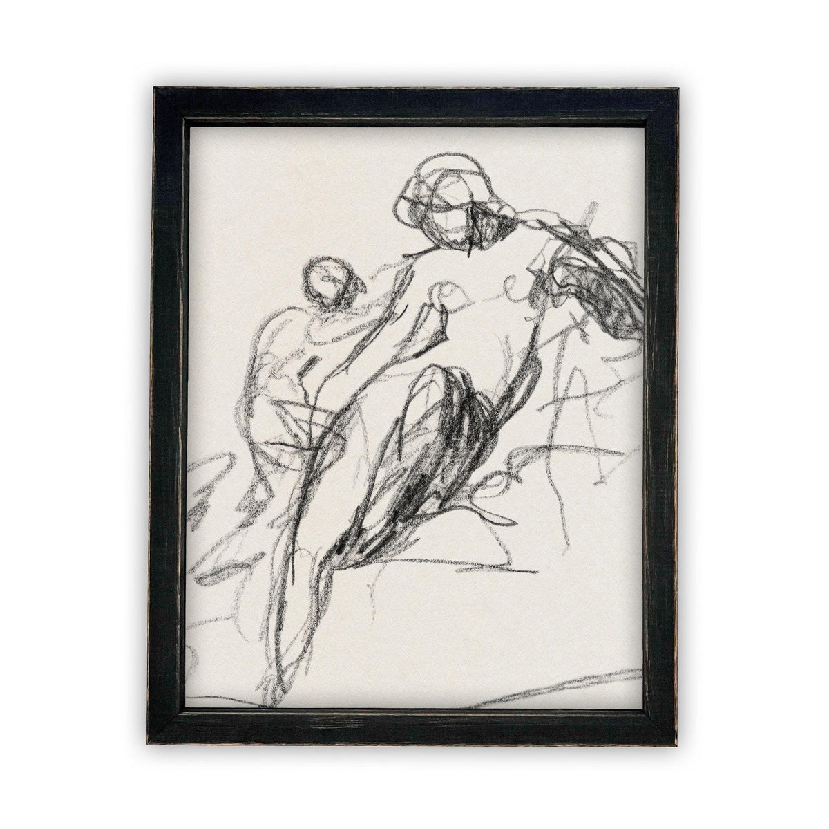 Vintage Framed Canvas Art Portrait Sketch /#P-512