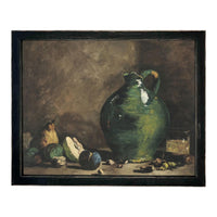 Vintage Framed Canvas Print: Green Pottery Still Life #ST-639