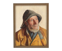 Vintage Framed Canvas Art Portrait of a Fisherman #P-556