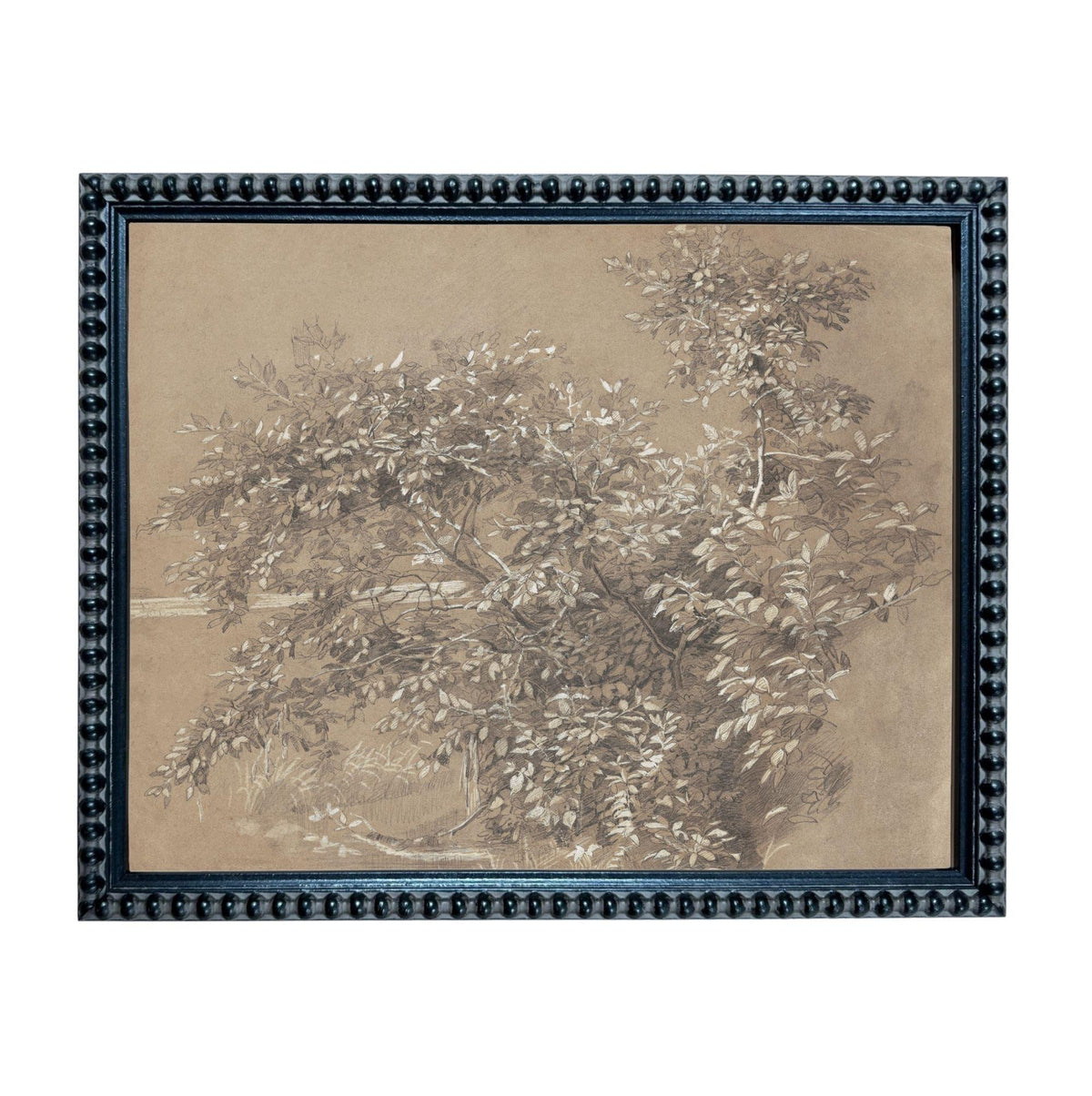 The image is a framed artwork depicting a tree with lush foliage.
