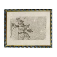 The image is a framed artwork depicting a tree with a textured background.