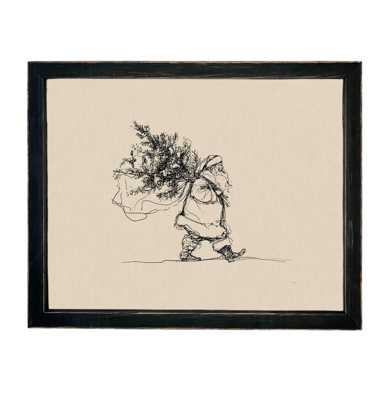 Vintage Christmas Santa Canvas Print: Farmhouse Framed Art #CH-335