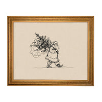 Vintage Christmas Santa Canvas Print: Farmhouse Framed Art #CH-335