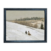 Vintage Sleigh Ride Canvas Print: Framed Winter Christmas Farmhouse Art CH-337