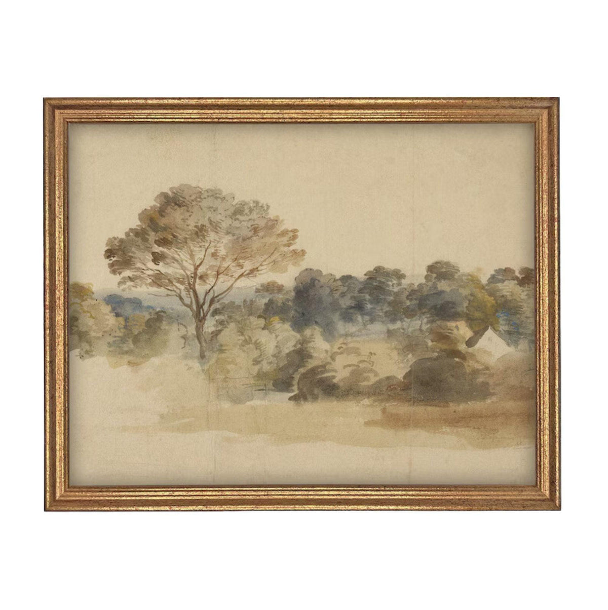READY to SHIP 11x14 Vintage Landscape Canvas Print: Muted Farmhouse Art