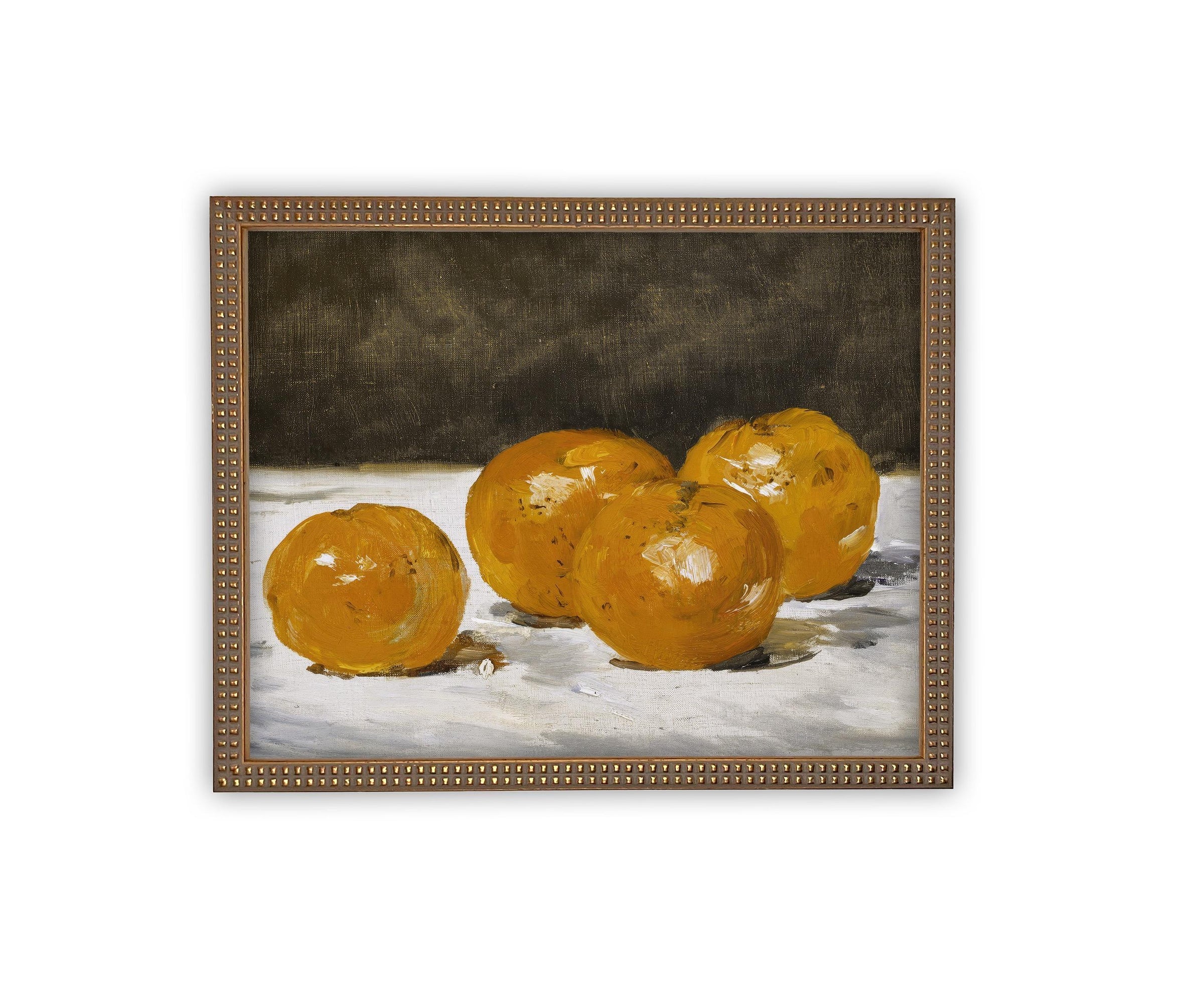Vintage Framed Oranges Canvas Print: Still Life Kitchen Art