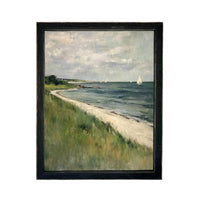READY to SHIP 11X14 Framed Coastal Canvas Print: Vintage Beach House Art #COAS-209