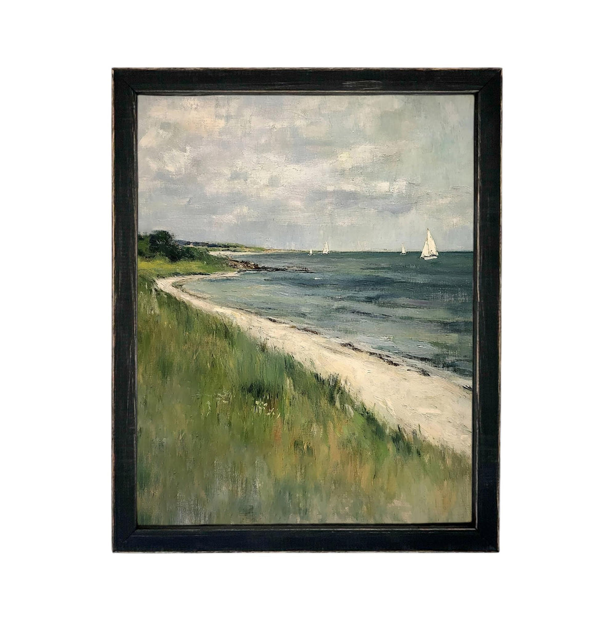 READY to SHIP 11X14 Framed Coastal Canvas Print: Vintage Beach House Art #COAS-209