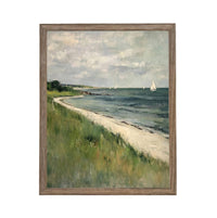 Framed Coastal Canvas Print: Vintage Beach House Art #COAS-209