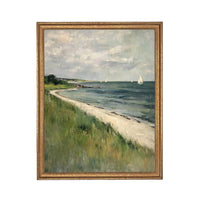 Framed Coastal Canvas Print: Vintage Beach House Art #COAS-209