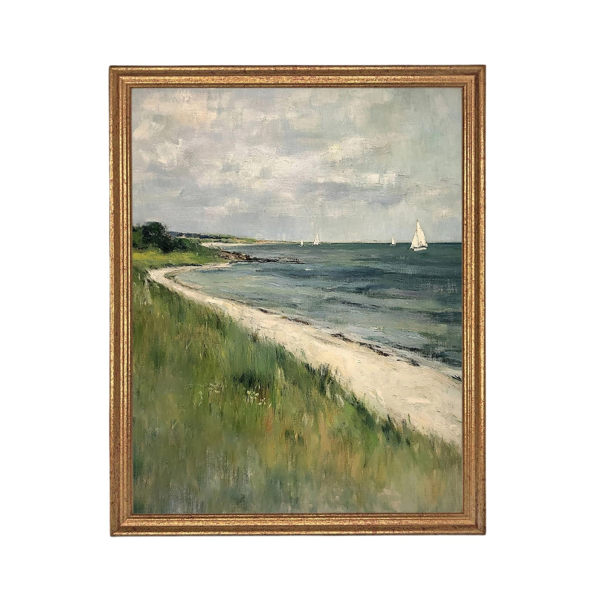 READY to SHIP 11X14 Framed Coastal Canvas Print: Vintage Beach House Art #COAS-209